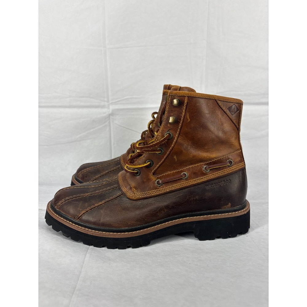Sperry Gold Cup Top-Sider Lug Duck Boots Mens‎ Brown Leather Waterproof 8